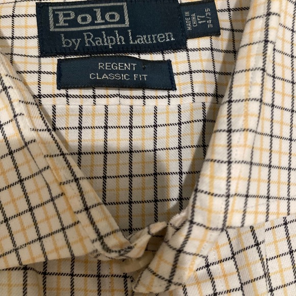 Polo Ralph Lauren Men’s Long Sleeve Button Up Sz 17 34-35 Regent Fit Yellow - Picture 3 of 4